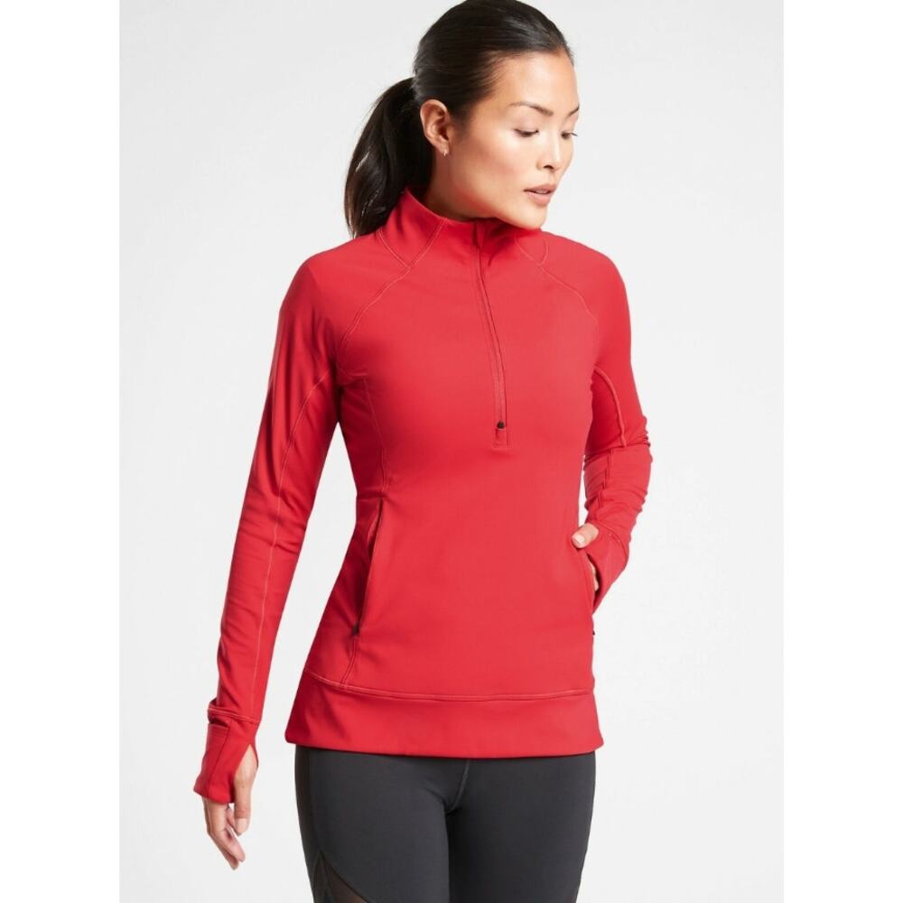 Athleta M Whittier Peak Half-Zip Pullover red